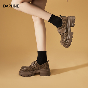淺口單鞋 Daphne 英倫風百搭小皮鞋 厚底魔術貼樂福鞋 夏 達芙妮新款