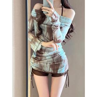 泳衣女2025新款 分體比基尼三件套性感小胸聚攏遮肚顯瘦泡溫泉度假