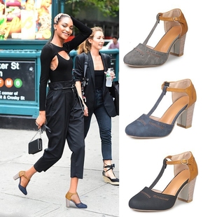 heels High shoes for sandalNew 夏秋高跟鞋 ladies 圓頭粗跟涼鞋