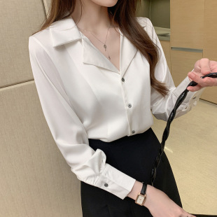 女設 襯衣女雪紡V領白色襯衫 品牌折扣工廠尾貨官網2024年春裝 新款
