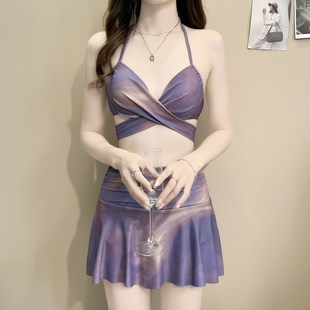 泳衣女2025年分體o高腰遮肉顯瘦長袖 性感比基尼三件 防曬平角裙式