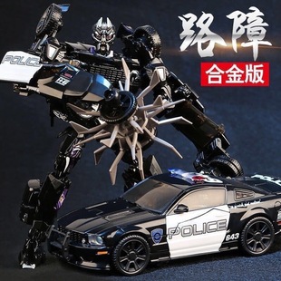 高精模型變形玩具汽車路之障機器人警察汽車金剛霸天之虎男孩禮物