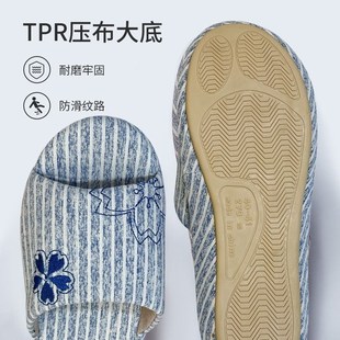 亞麻靜音耐磨輕便無聲 防滑防臭女款 室內拖鞋 厚底踩屎感浴室涼鞋