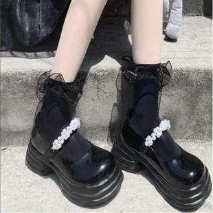 薄款 天鵝絨花邊襪lolita中筒襪仙女襪純色jk制服襪廠家批發(fā)