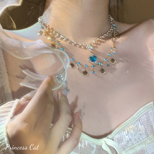 度假海邊異域風情海藍愛心貝殼雙層項鏈 海島情詩 Princess Cat