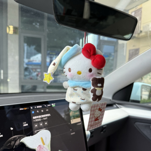 睡衣站姿kitty車(chē)掛可愛(ài)汽車(chē)掛件女生車(chē)內(nèi)飾汽車(chē)后視鏡裝 飾鑰匙扣