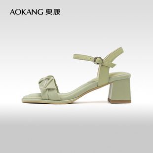 涼鞋 奧康女鞋 甜美氣質(zhì)仙女風(fēng)一字帶露趾時(shí)裝 新款 配裙子 2024夏季