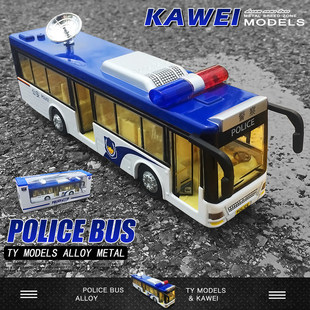 警車公交車玩具雙層巴士汽車模型兒童合金玩具車男孩大巴車警察車