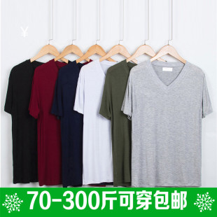 爸爸青年莫代爾睡衣家居服200斤 寬松加肥加大碼 男短袖 t恤白色薄款