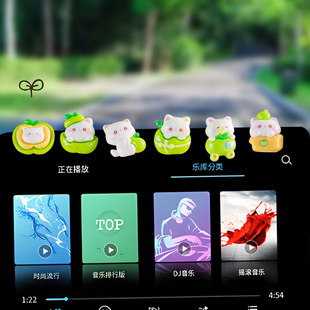 可愛青小貓汽車擺件卡通車載儀表臺導(dǎo)航屏幕裝 飾品搖頭擺件后視鏡