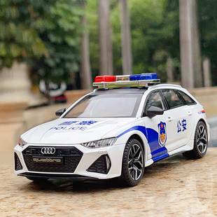 24奧迪RS6警車仿真汽車模型合金模型男孩110玩具汽車車模擺件禮