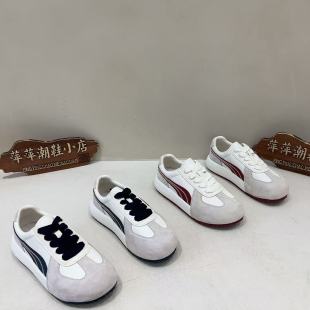 鞋 新款 早秋潮款 子百搭拼色軟面平底女系帶學(xué)生新品 女出 德訓(xùn)休閑鞋