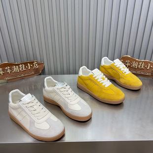拼色百搭小白鞋 純皮板鞋 平底德訓(xùn)鞋 系帶運動休閑鞋 女璦 女春秋新款