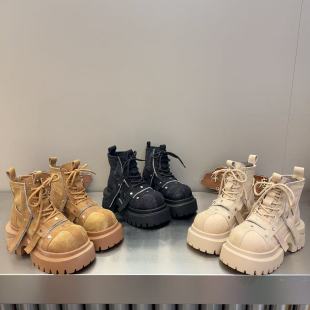 女休閑德訓(xùn)鞋 馬丁鞋 女小個子增高百搭高幫潮哆 厚底韓版 2025春秋款
