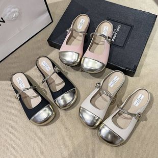 新款 時尚 氣質(zhì)女2025涼鞋 女裙子半拖鞋 平底包頭涼拖 百搭配鞋 春夏季