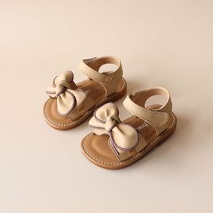 寶寶包頭軟底學步鞋 新款 可愛卡通幼童公主沙 夏季 真皮女童羅馬涼鞋