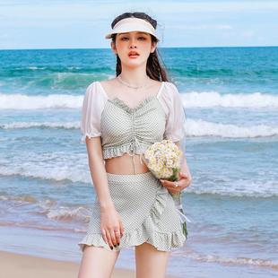 泡溫泉泳衣女遮肚顯瘦遮肚分體裙式 超仙性感學生保守小胸游泳衣