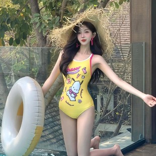 卡通動漫泳衣吊帶連體可愛少女競技運動訓練游泳裝 絕美海邊度假風