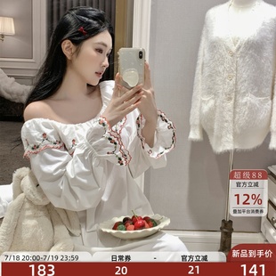 可外穿睡裙 純棉草莓花邊甜美復古中長款 歐若拉睡衣女 露思同款