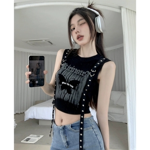 黑色吊帶小背心女夏無袖 外穿坎肩寬肩帶遮副乳多巴胺甜辣jazz上衣