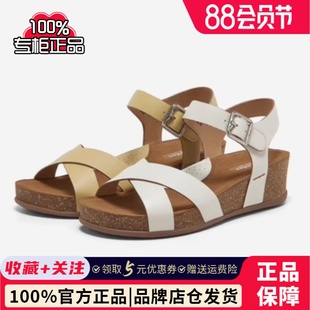 AYX01BL5 羊皮坡跟通勤優雅涼鞋 Bata一字帶涼鞋 女2025夏商場新款