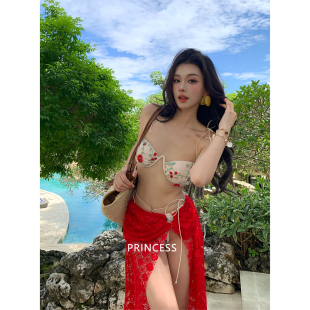 在逃公主海島度假風復古辣妹分體比基尼絕美高級感性感泡溫泉泳衣