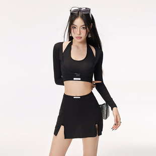 羅卡藝易夢玲新款 泳衣女 甜酷純欲風(fēng)顯瘦遮肚聚攏保守溫泉分體裙式