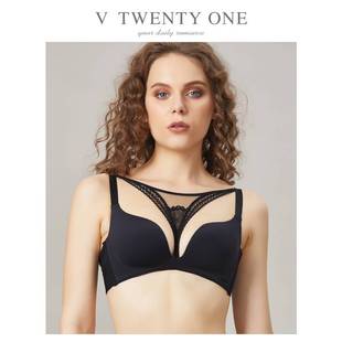 V21專柜新款 收副乳調整型無鋼圈光面文胸 無痕內衣女小胸聚攏薄款