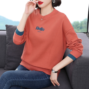 長(zhǎng)袖 中老年媽媽圓領(lǐng)衛(wèi)衣女春秋裝 寬松大碼 爆款 針織上衣女 2025新款