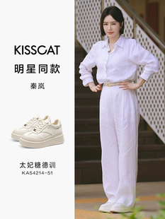 女KA64214 內增高運動鞋 休閑厚底德訓小白鞋 接吻貓2025春秋新款