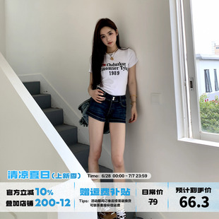 設計感提臀彈力顯瘦辣妹熱褲 橘子樹在哪兒復古雙扣牛仔短褲 女夏季