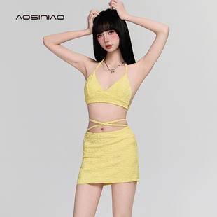 防曬高級感溫泉泳裝 2025新款 絕美泳衣女分體純欲海邊度假辣妹罩衫