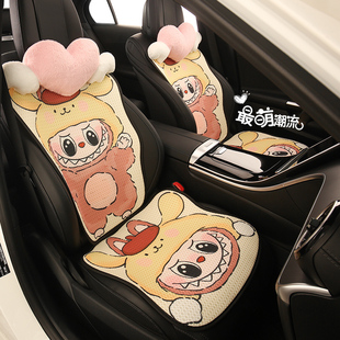 薄款 可愛女士夏季 透氣車座墊 通用卡通座椅套網紅新款 汽車坐墊四季