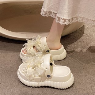 女夏外穿厚底防滑輕便舒適兩穿拖鞋 仙里仙氣可愛時尚 蝴蝶結涼拖鞋