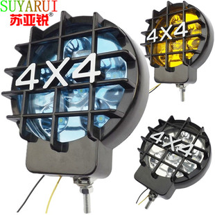 蘇亞銳LED汽車射燈4X4改裝 輔助吉普越野SUV哈弗車頂燈護杠5寸圓燈