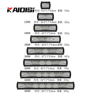 汽車LED120W長條燈120W工作燈越野車中網改裝 燈射燈貨車長杠燈