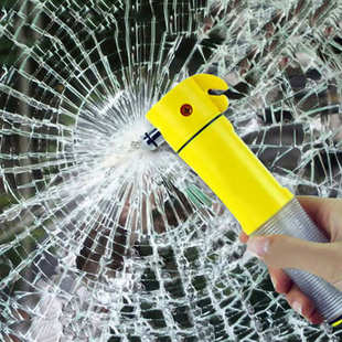 汽車多功能安全錘手電筒4合一逃生錘 車載應急工具玻璃錘現貨廠家