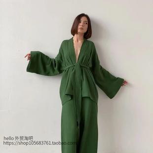 雙層紗布睡衣汗蒸服 套裝 top long suit 新法式 pants 寬松上衣長褲