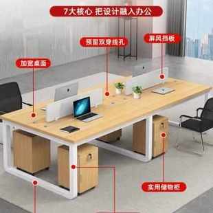 職員辦公桌員工辦公室4四6六人工位屏風卡座現代簡約電腦桌椅組合