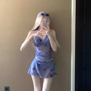 AYSTUDIO泳衣女分體比基尼掛脖裙式 性感純欲風保守顯瘦遮肚泡溫泉