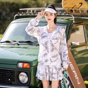 沙灘溫泉泳裝 新款 外搭防曬高級時尚 三件套罩衫 微胖泳衣女分體裙式