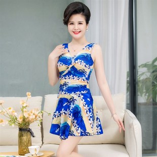 溫泉 2023新款 泳衣女遮肚顯瘦保守分體裙式 中老年媽媽中年胖MM大碼