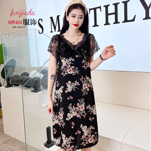 女 睡裙女絲滑涼爽甜美蕾絲花邊寬松睡衣可外穿吊帶洋裝 夏季 新款