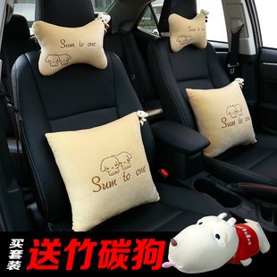 汽車抱枕被子兩用車內抱枕靠墊車載頭枕J一對護頸枕可愛四件套空