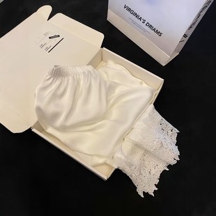 家居服套裝 長褲 d高定水溶蕾絲花邊仿醋酸睡衣長袖 送閨 白月光