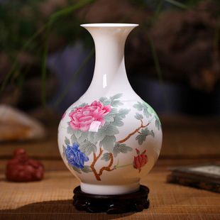 粉彩牡丹陶瓷小花瓶 客廳家居裝 青花瓷擺件 飾品 飾 家居 景德鎮(zhèn)