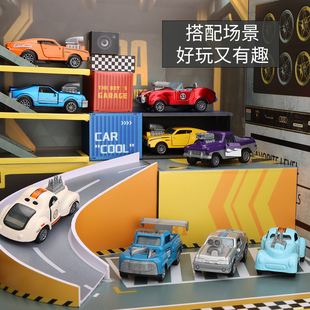60可雙開門口袋合金小汽車模型仿真回力跑車男孩玩具蛋糕擺件