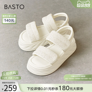 X2886BL4 女沙灘涼鞋 百思圖夏商場新款 松糕厚底增高老爹運動涼鞋