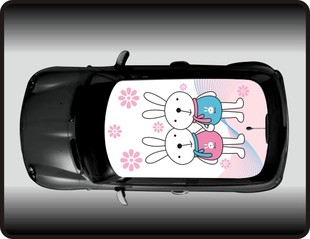 寶馬mini車貼可愛兔子車頂貼汽車裝 飾貼紙汽車用品可定制任何車型