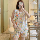 套裝 防凸點睡衣女夏天超薄款 無袖 背心短褲 涼感綿綢家居服 棉綢夏季